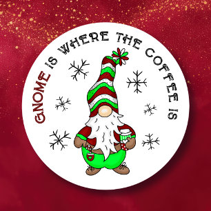 Sticker Rond Gnome est l'endroit où se trouve le café Noël mi