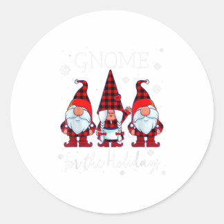 Sticker Rond Gnome for the Holidays Buffalo Plaid 3