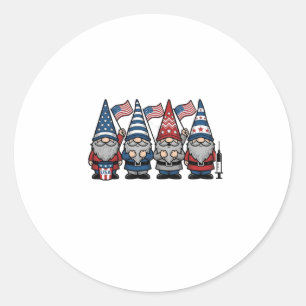 Sticker Rond Gnome infirmière patriotique Gravure vintage vecto