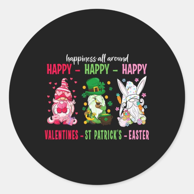 Sticker Rond Gnome Joyeuse Saint-Valentin Saint-Patrick Pâques  (Devant)