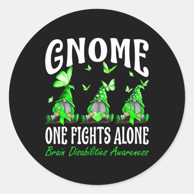 Sticker Rond Gnome One combat seul Cerveau invalidants (Devant)