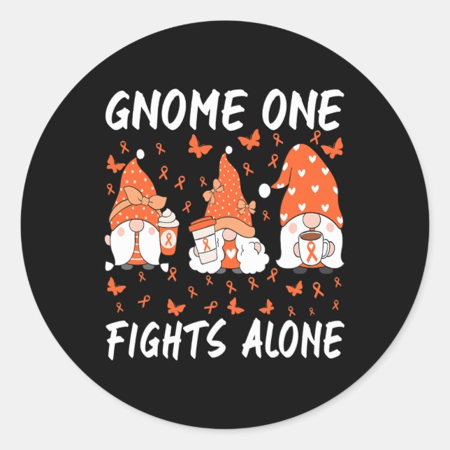 Sticker Rond Gnome One combat seul Leucémie Sensibilisation Gno (Devant)