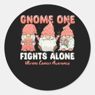 Sticker Rond Gnome One combat seul peach Uterine Cancer Award