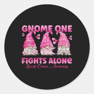 Sticker Rond Gnome One combat seul rose_ cancer du sein Décerné