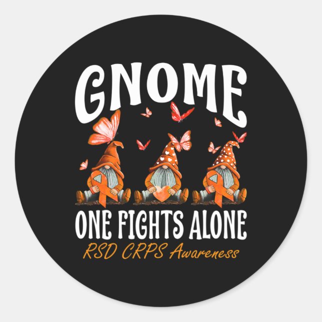 Sticker Rond Gnome One combat seul RSD Sensibilisation aux CRPS (Devant)