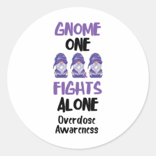 Sticker Rond Gnome One se bat seul Ruban Violet Overdose Avarie
