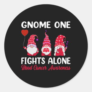 Sticker Rond Gnome One Seul Contre Tous Ruban Rouge Cancer du S