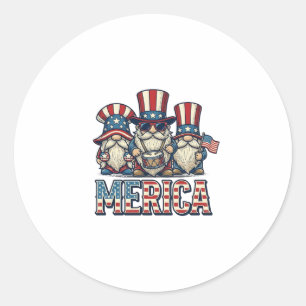 Sticker Rond Gnome Patriote Merica Design Vector Vintage_1