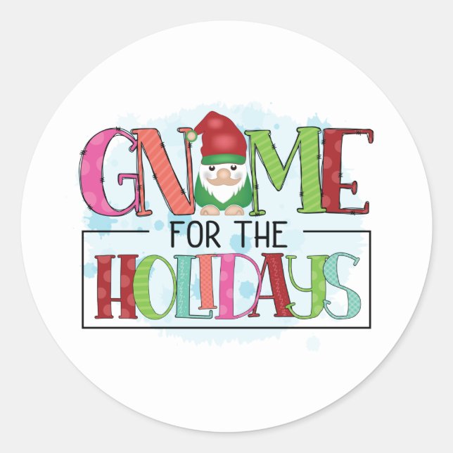 Sticker Rond Gnome Pour Les Fêtes Noël (Devant)