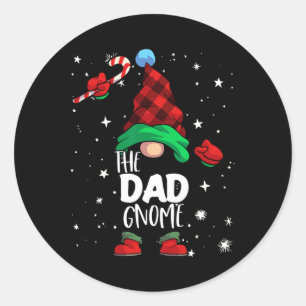 Sticker Rond Gnome Red Buffalo Plaid Correspondant Famille Noël