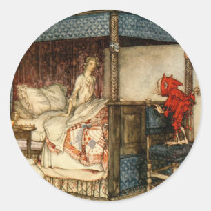Sticker Rond Gnome Surprise par Arthur Rackham
