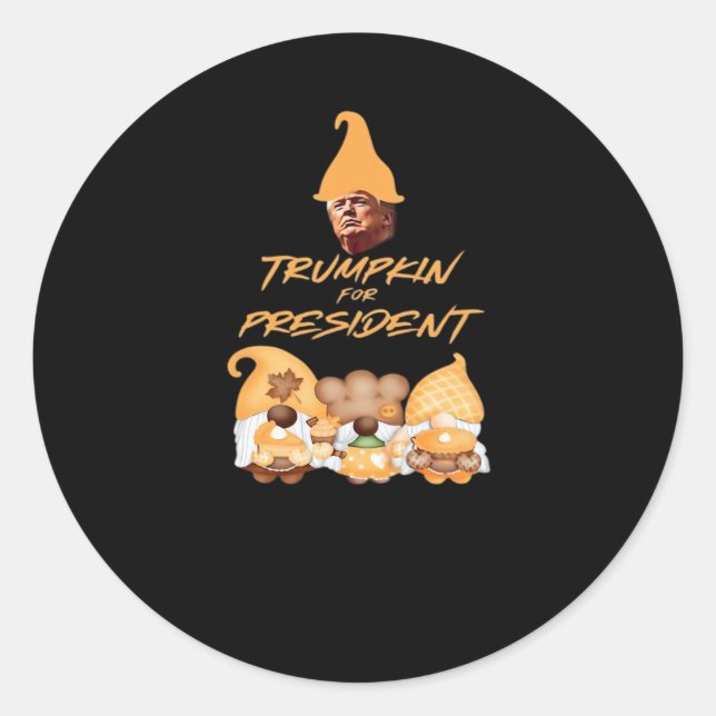 Sticker Rond Gnome Sweet Gnome Vote Trumpkin Classic (Devant)