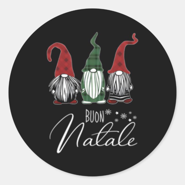 Sticker Rond Gnomes Buon Natale Italien Merry (Devant)