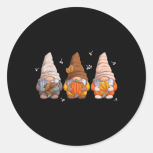 Sticker Rond Gnomes d'automne Gnomes d'action de grâces avec Le