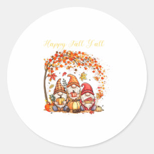 Sticker Rond Gnomes d'automne Heureux automne à tous Feuilles d