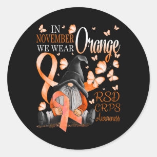 Sticker Rond Gnomes En Novembre Nous Portons L'Orange Crps Sens