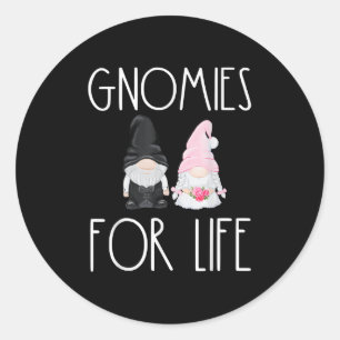 Sticker Rond Gnomes For Life Drôle Mariage Gnome Bride Groom M