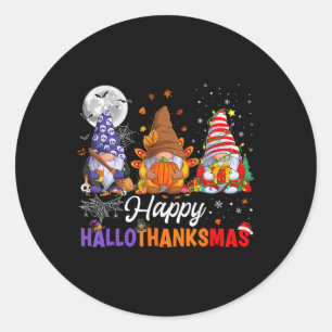 Sticker Rond Gnomes Halloween Thanksgiving Christmas Happy Hall