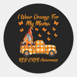 Sticker Rond Gnomes Je Porte Orange Pour Ma Mama RSD CRPS Lauré