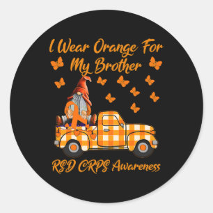 Sticker Rond Gnomes Je Porte Orange Pour Mon Frère Crps Rsd Con