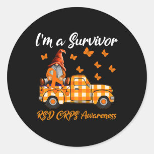 Sticker Rond Gnomes Je suis un survivant Rsd Crps sensibilisati