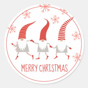 Sticker Rond Gnomes Joyeux Noël