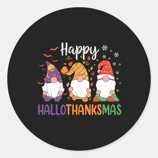 Sticker Rond Gnomes mignons Automne Halloween Femmes Filles Hap (Devant)
