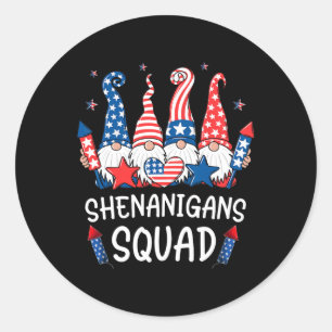 Sticker Rond Gnomes patriotiques 4 juillet Chemise Drôle Shenan