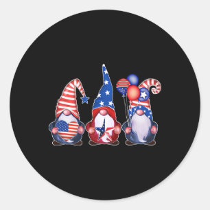 Sticker Rond Gnomes patriotiques 4 juillet Fête de l'Indépendan