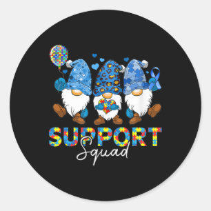 Sticker Rond Gnomes Sensibilisation sur l'autisme Support Squad