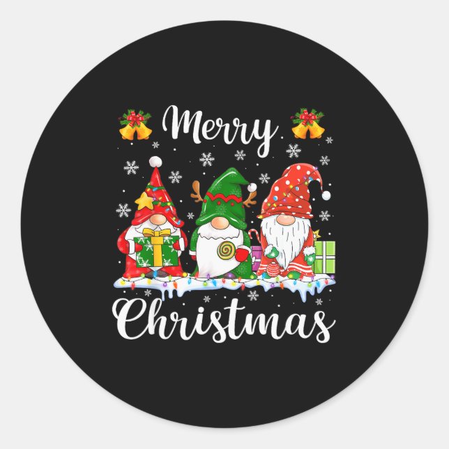 Sticker Rond Gnomes Xmas Shirts Merry Christmas Men Women Kids  (Devant)