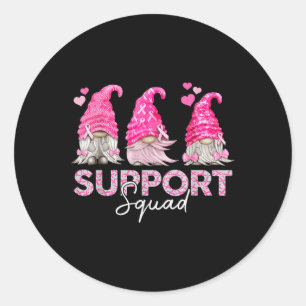 Sticker Rond Gnomies amusantes Soutien Squad Cancer du sein Pri