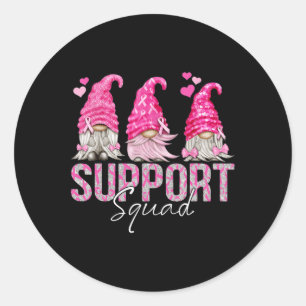 Sticker Rond Gnomies amusantes Soutien Squad Cancer du sein Pri