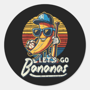 Sticker Rond Go Banana Retro Fruit Hommes Garçons T-shirt Enfan