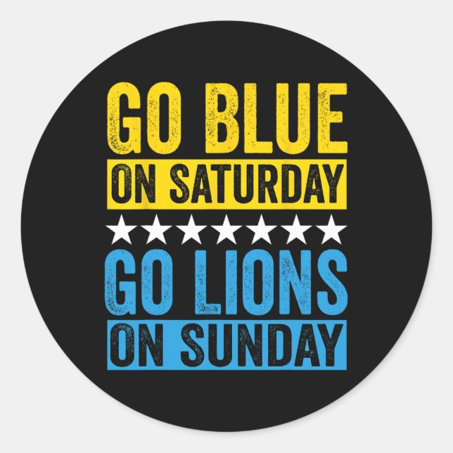 Sticker Rond Go Blue Le Samedi Go Lions Le Dimanche Football Fa (Devant)