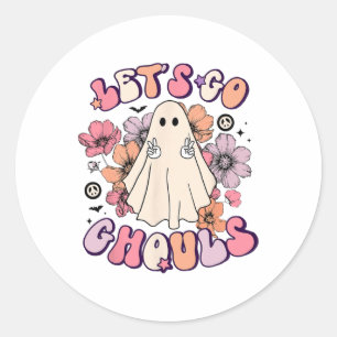 Sticker Rond Go Ghouls Retro Halloween Bychelorette Brida