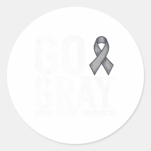 Sticker Rond Go Grey Cerveau Cancer Sensibilisation Cadeaux Cer