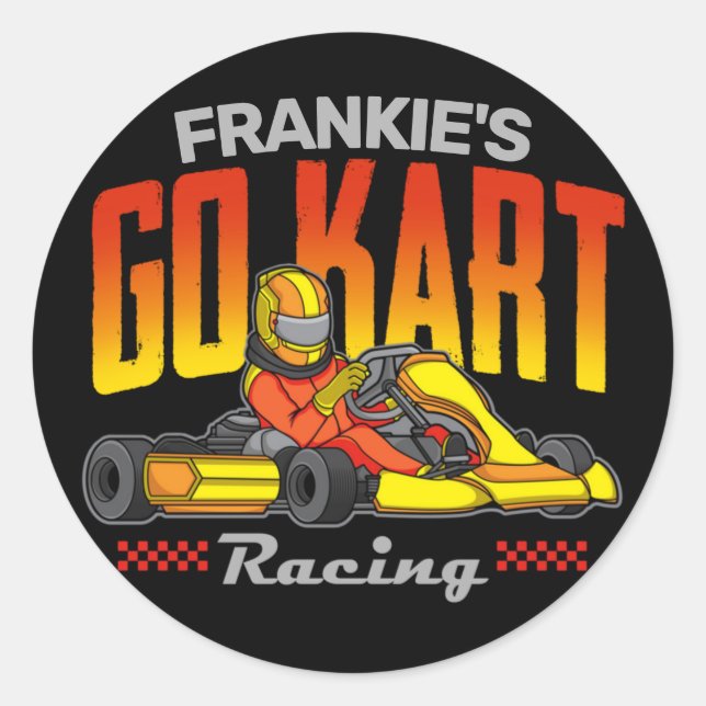 Sticker Rond Go Kart Racing Personnalisé Motorsport Karting (Devant)