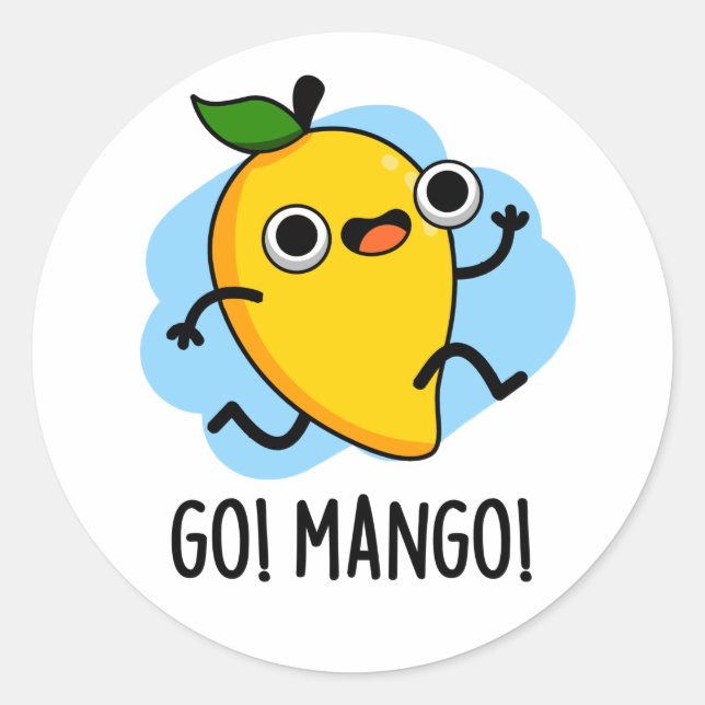 Sticker Rond Go Mango Funny Courir Mango Pun (Devant)