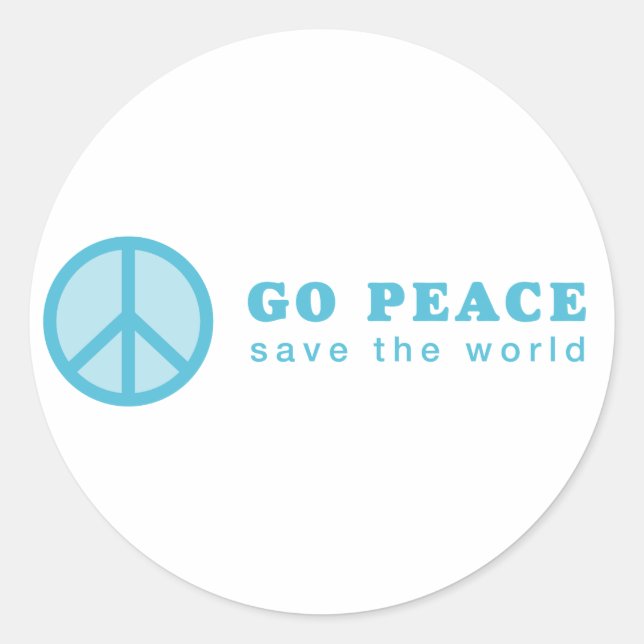 Sticker Rond Go Peace (Bleu) (Devant)