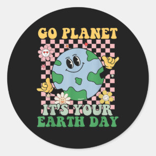 Sticker Rond Go Planet Son Jour des terres Paix Super Enfants G