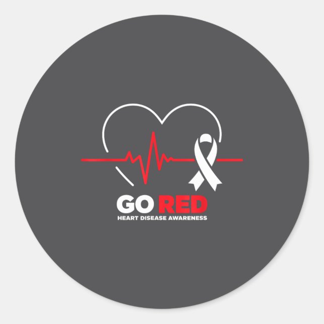 Sticker Rond Go Red For Women American Chd Heart Disease Month  (Devant)