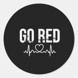Sticker Rond Go Red For Women, Heart Health Disease Awareness C