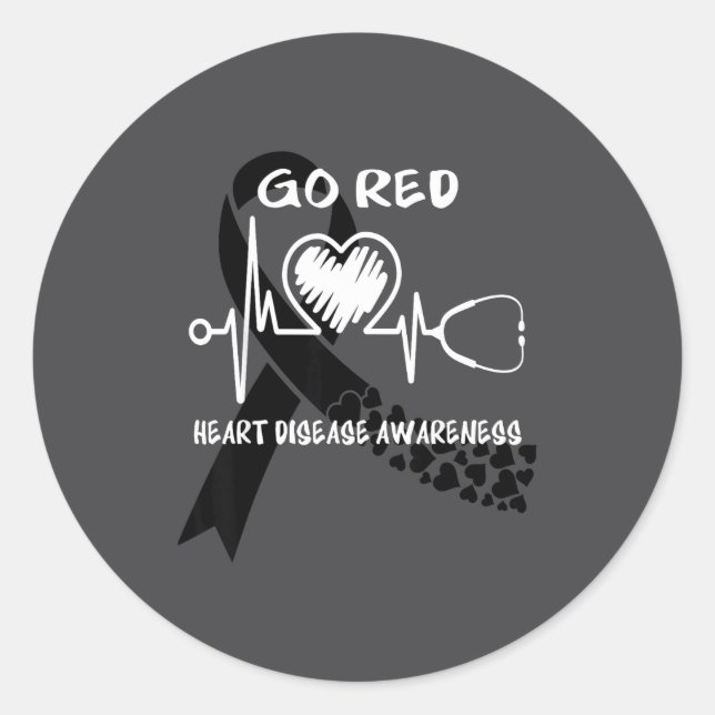 Sticker Rond Go Red Heart Disease Awareness Month  (Devant)