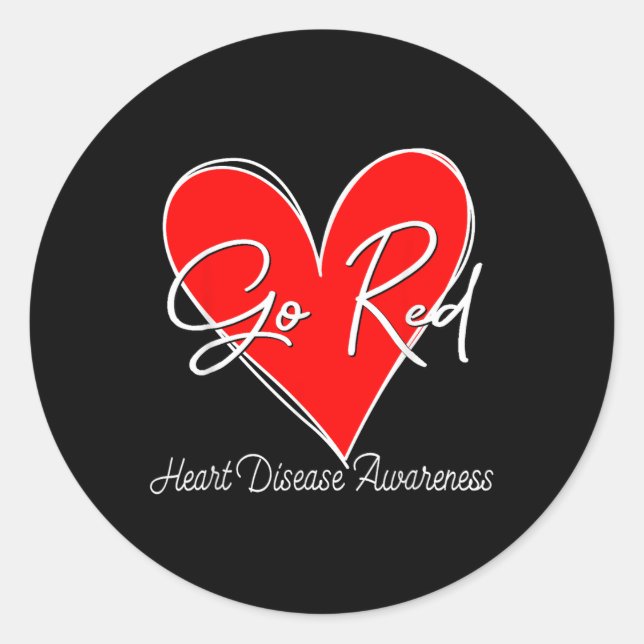 Sticker Rond Go Red Heart Disease Awareness Moth Enfant Femmes (Devant)