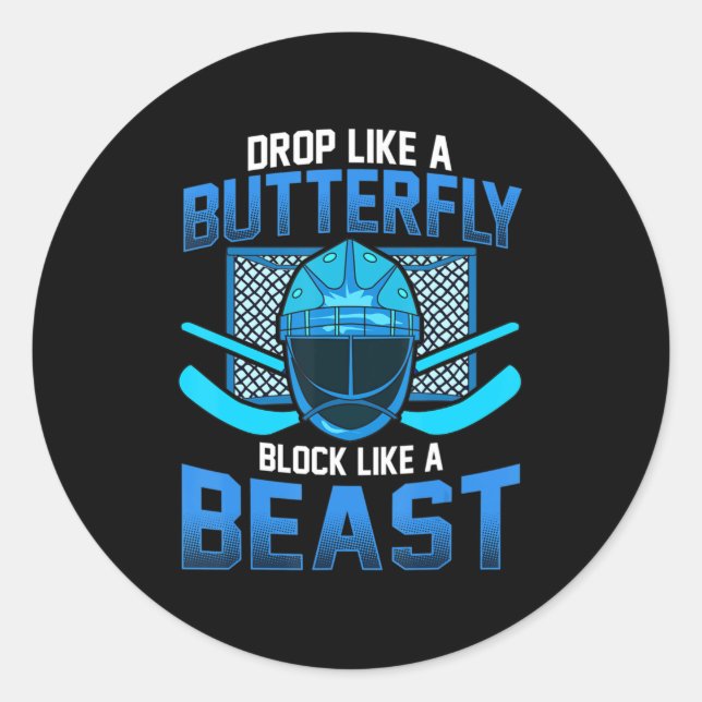 Sticker Rond Goalie De Hockey Sur Glace À La Baisse Comme Un Bl (Devant)