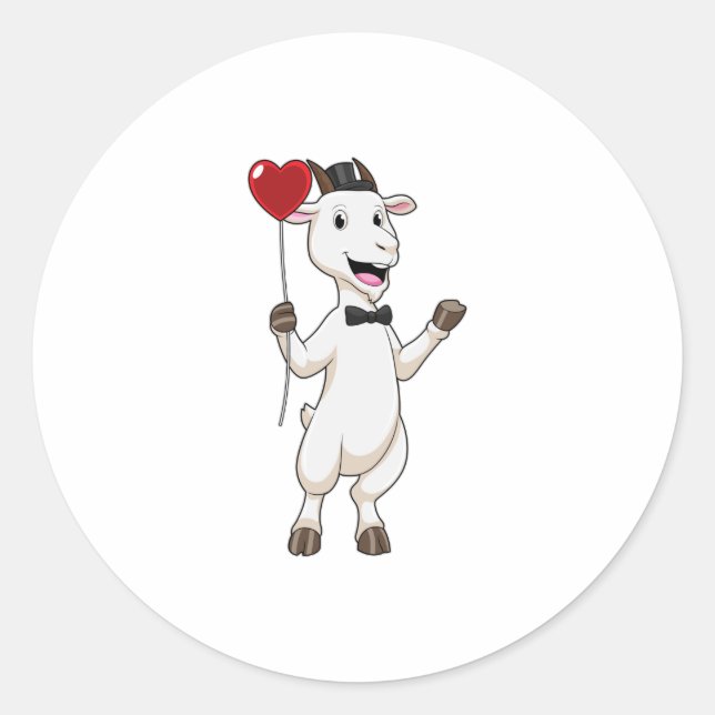 Sticker Rond Goat as Groom avec Heart Balloon (Devant)