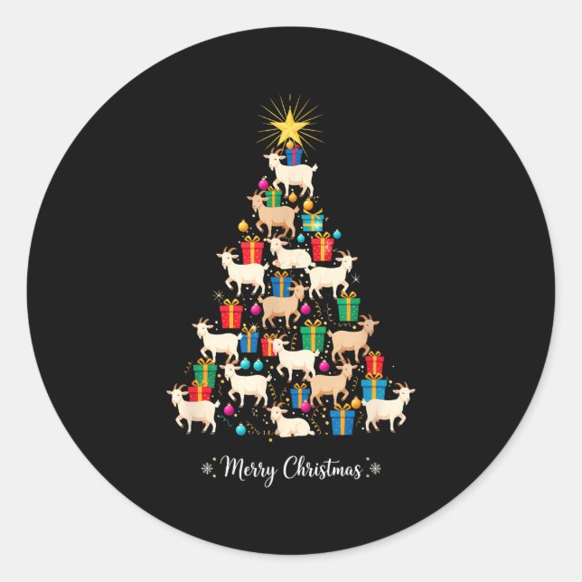 Sticker Rond Goat Christmas Tree Xmas Holiday Men &amp; Women  (Devant)