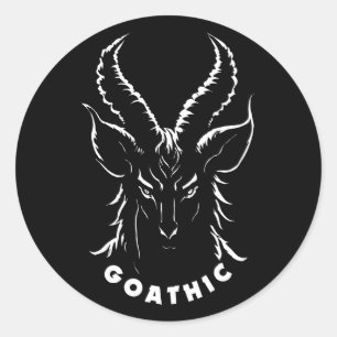 Sticker Rond Goathique   Canon gothique   Chèvre satanique