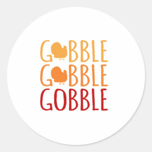 Sticker Rond Gobble Funky Thanksgiving Turquie Famille Hommes F
